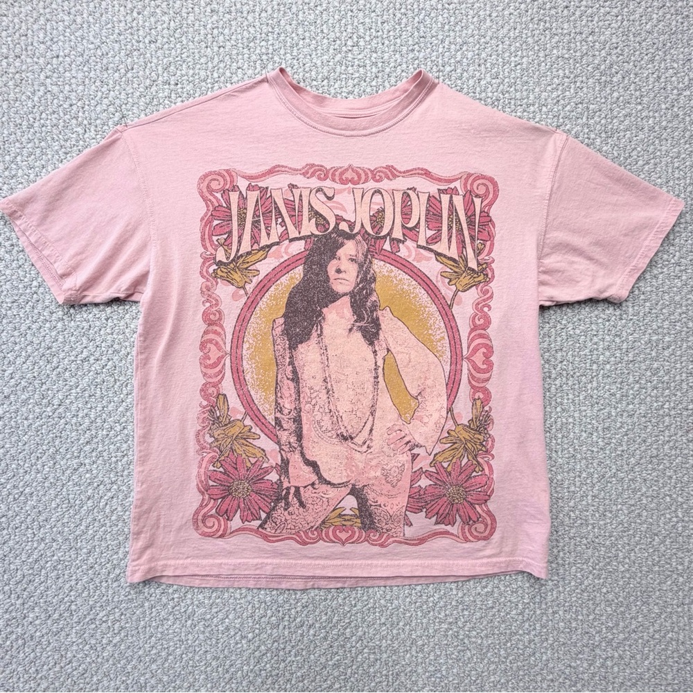 Arizona Janis Joplin vintage style Band Tee-Pink-Cotton- Boho-Women Size Sm